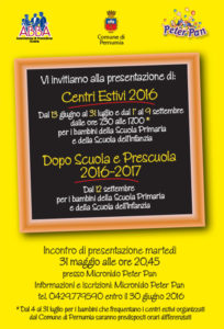 Volantino attività di prescuola, doposcuola, centri estivi 2016-2017